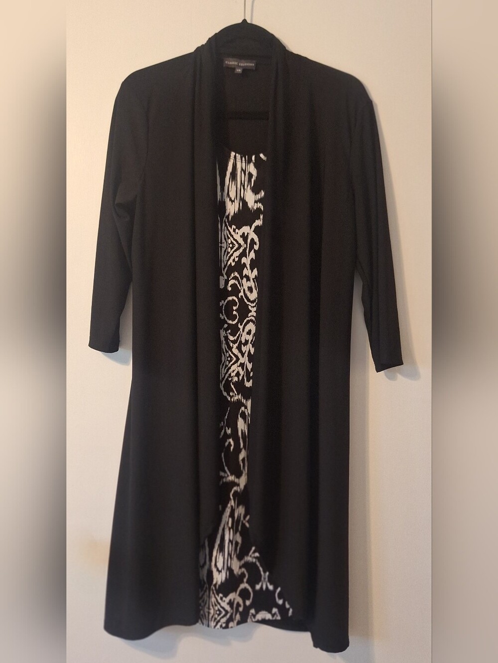 Black Draped Black & White Dress